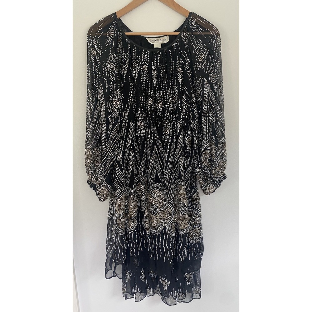 Vintage 80s Saks Fifth Avenue Gatsby Revival Glitter Motif Art Deco France
